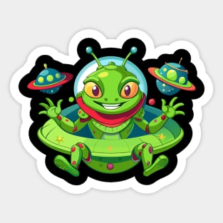 alien happy expression Sticker